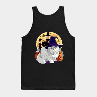 Persian Cat Funny Halloween Witch Pumpkin Tank Top